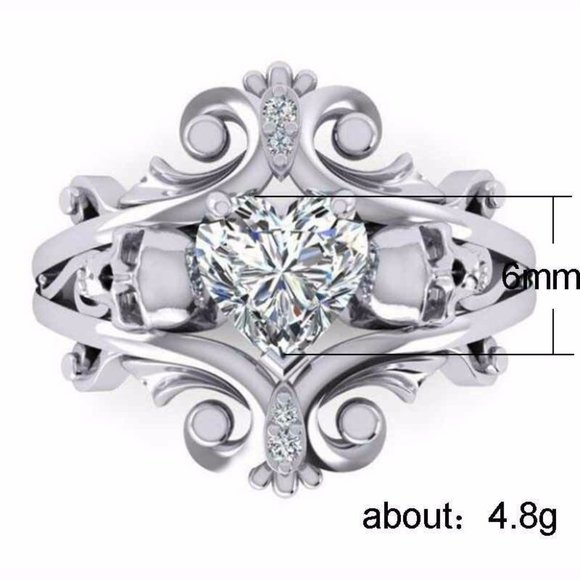 New Romantic 925 Sterling Silver Heart Shape Ring - Picture 2 of 6